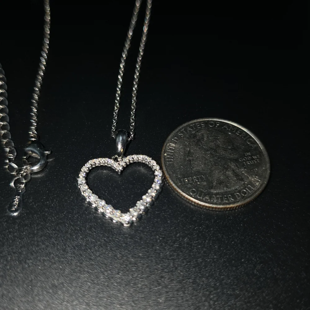 ✨ Moissanite Outline Heart Pendant – S925 Sterling Silver ✨